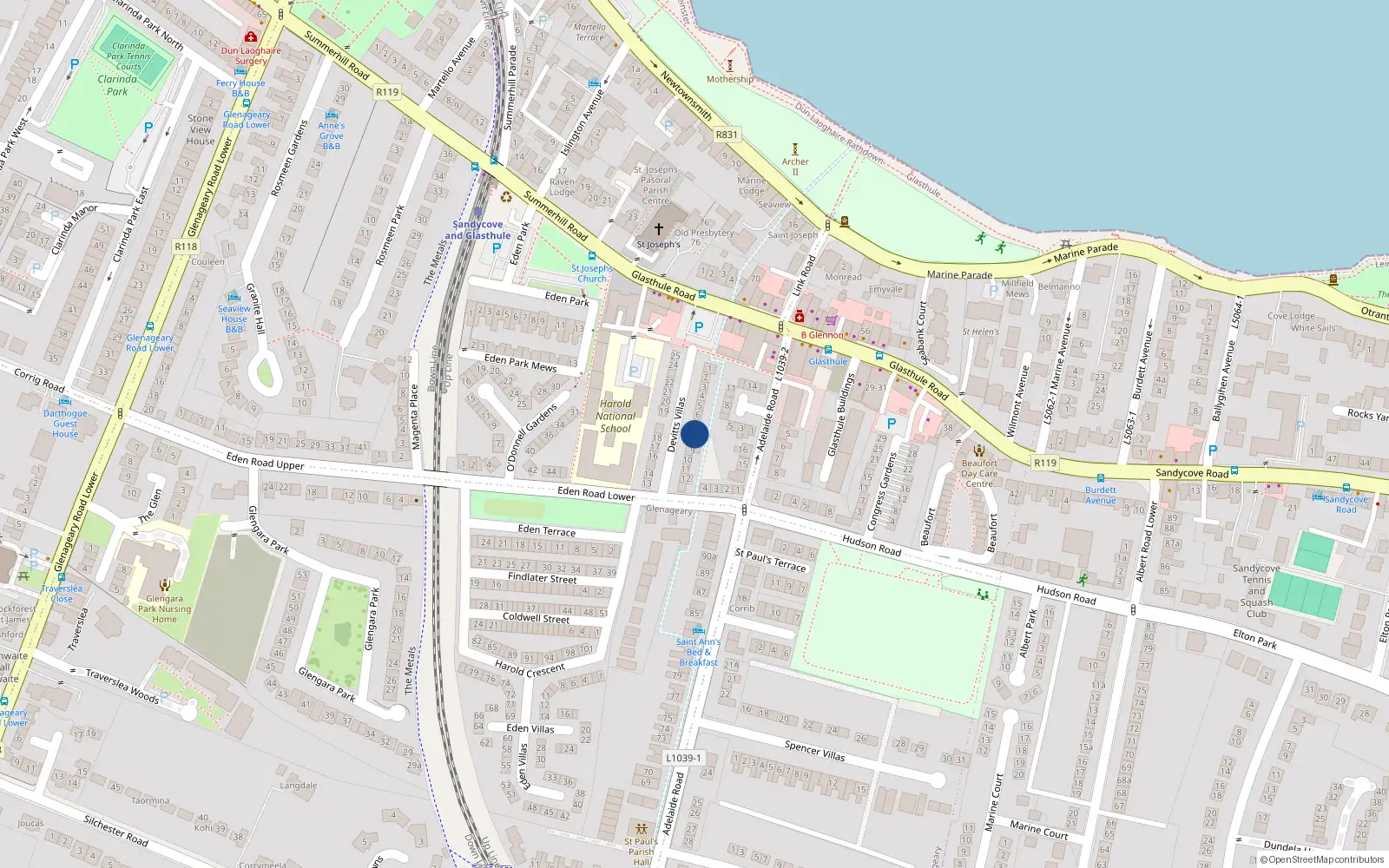Overhead map showing the location of 7 Devitt Villas, Dublin