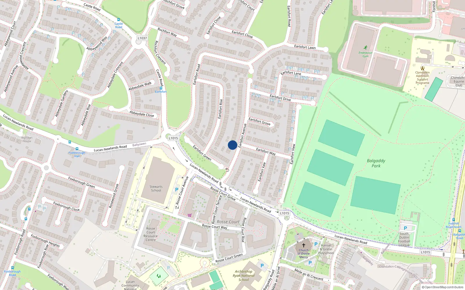 Overhead map showing the location of 7 Earlsfort Avenue, Lucan