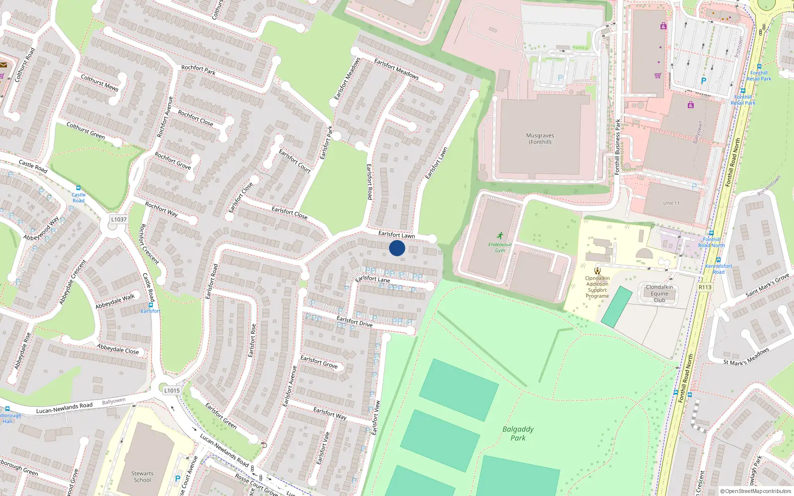 Overhead map showing the location of 7 Earlsfort Lawn, Lucan