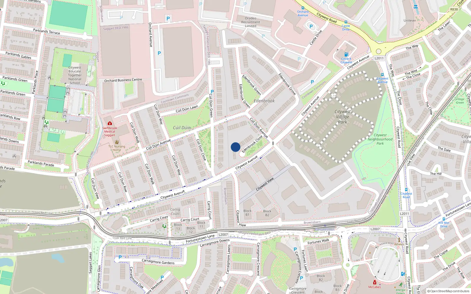 Overhead map showing the location of 7 Edenbrook Close, Cooldown Commons