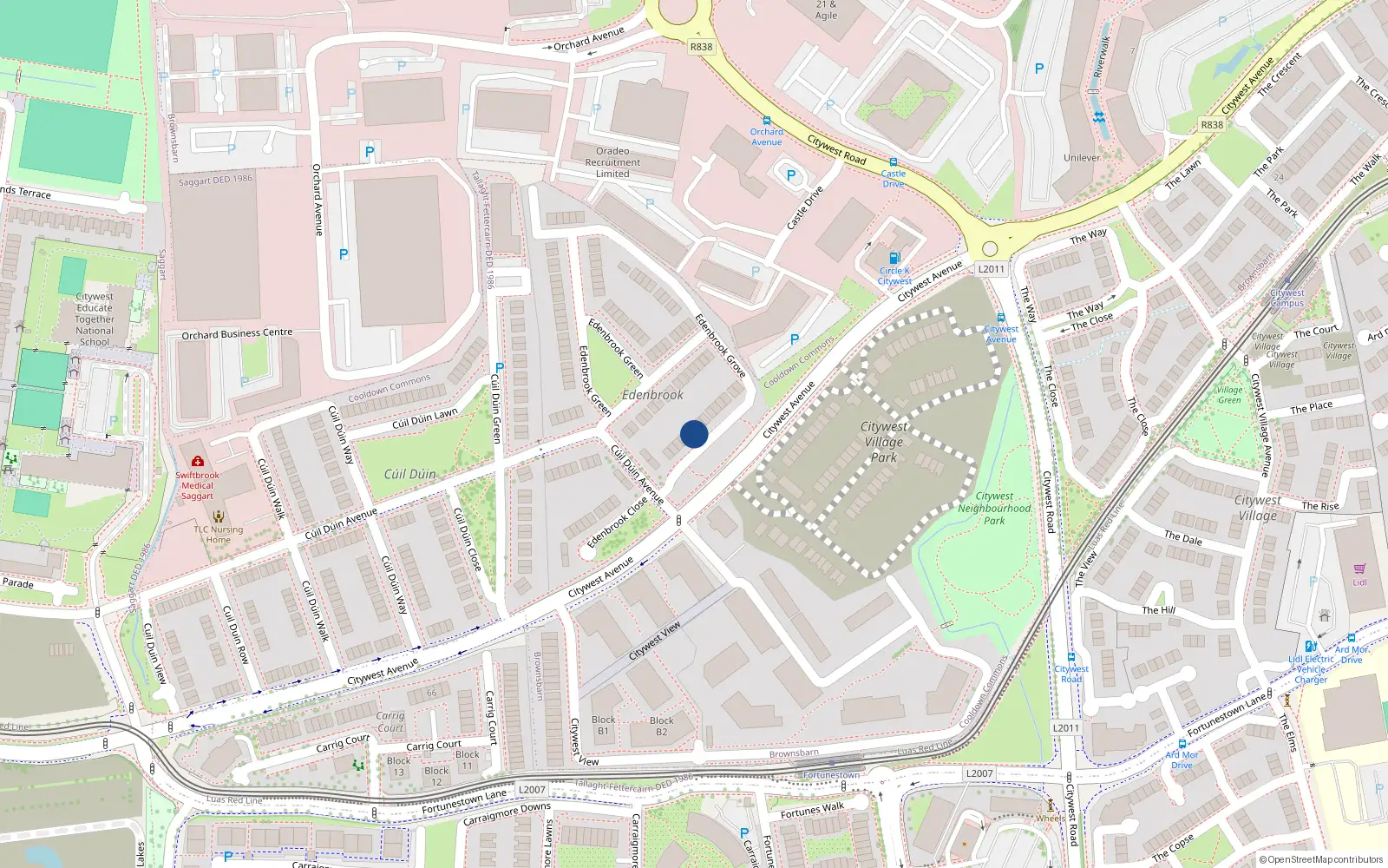 Overhead map showing the location of 7 Edenbrook Grove, Cooldown Commons