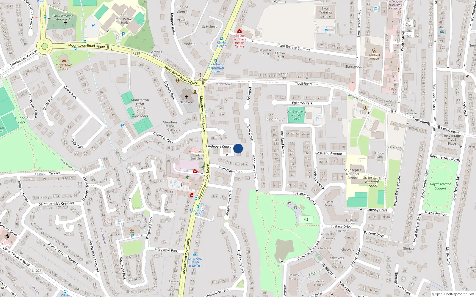 Overhead map showing the location of 7 Engleberg Court, Lower Mountain Road, Dun Laoghaire