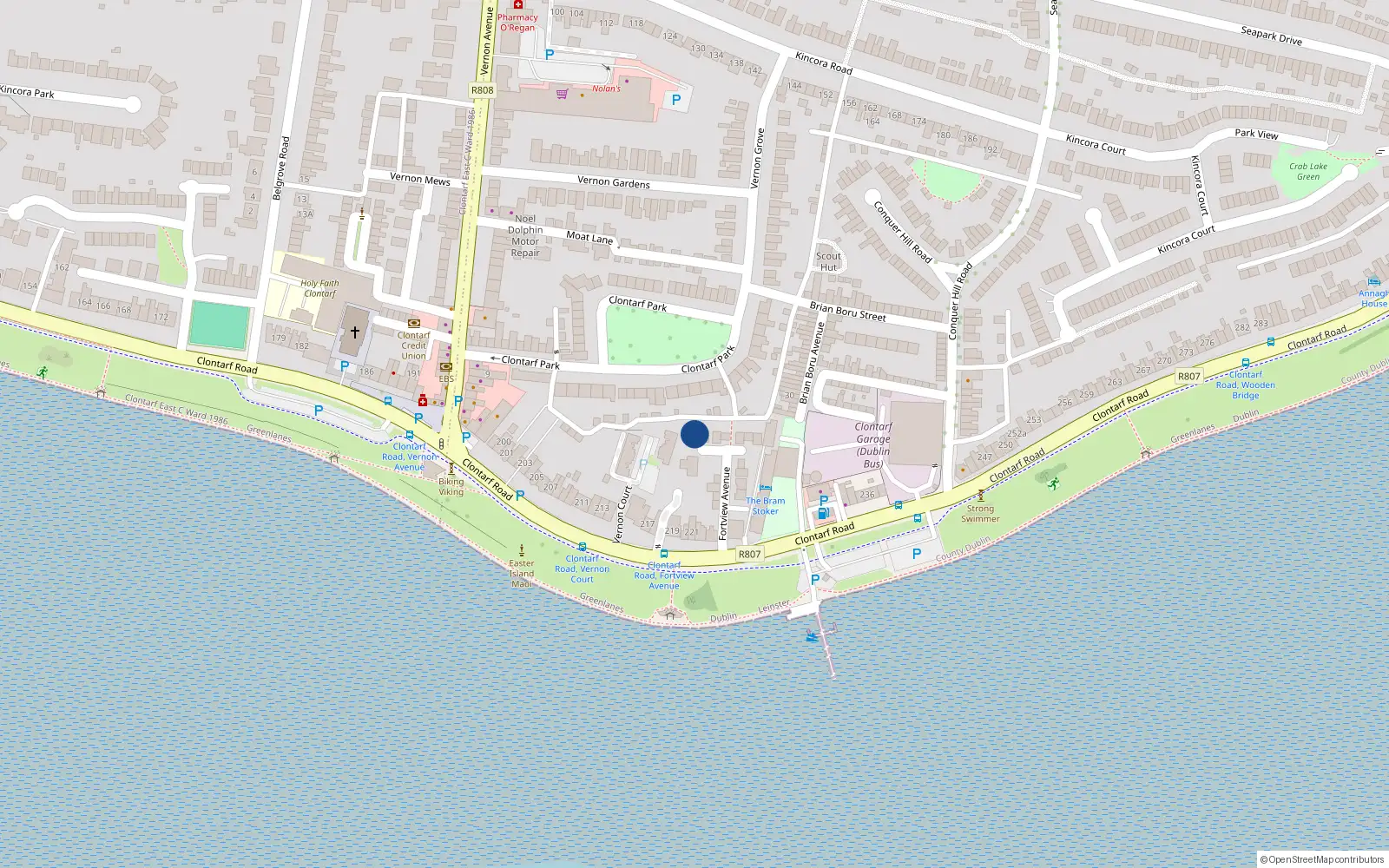 Overhead map showing the location of 7 Fortview Avenue, Dublin 3