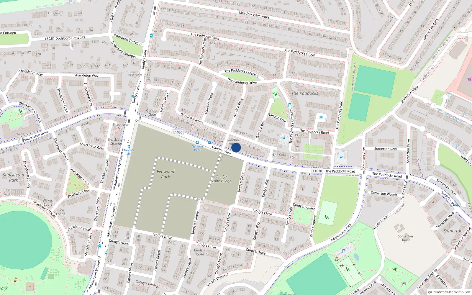 Overhead map showing the location of 7 Gandon View, Gandon Park, Lucan
