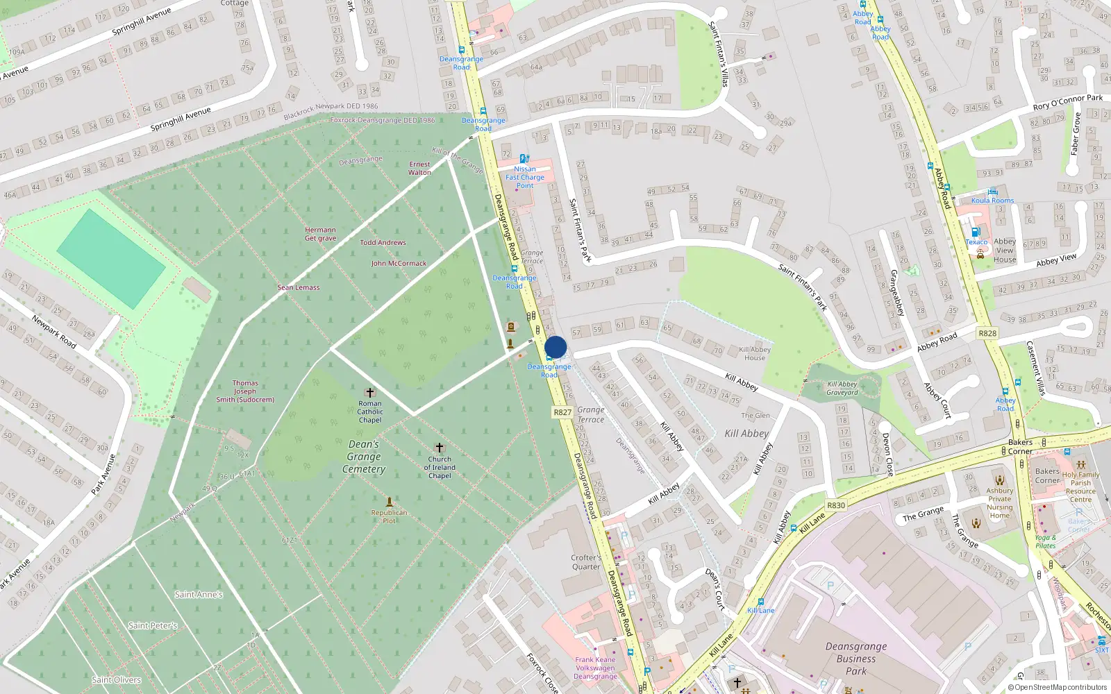 Overhead map showing the location of 7 Glebe Court, Deansgrange Road, Blackrock