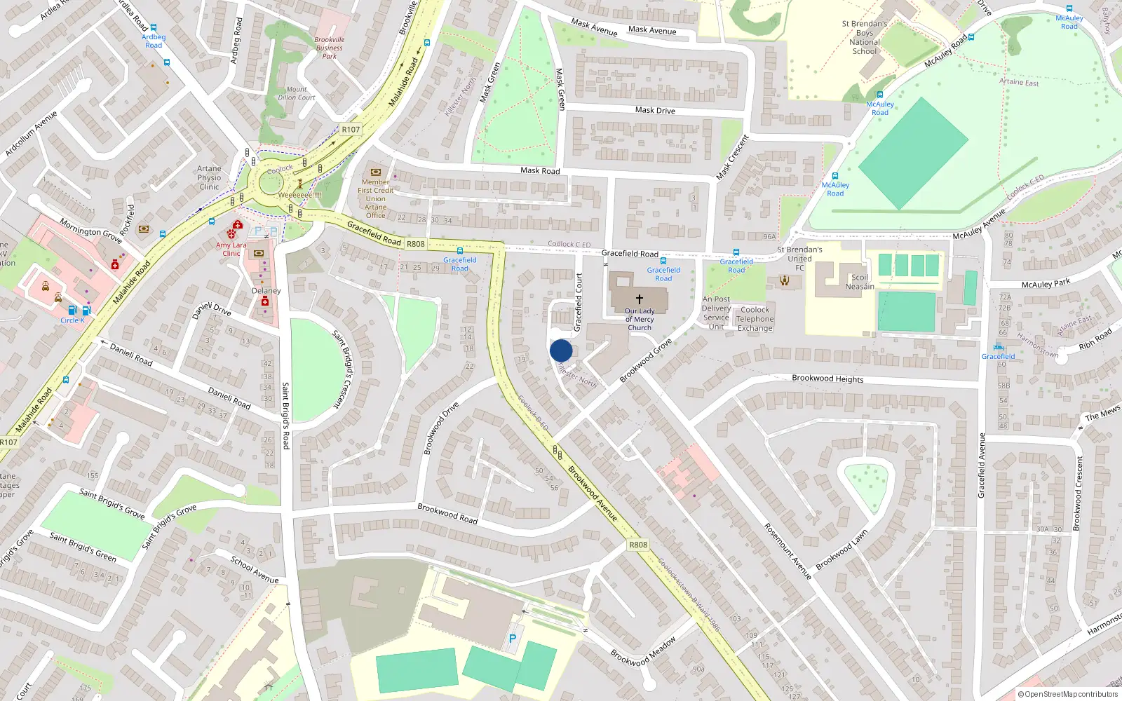 Overhead map showing the location of 7 Gracefield Court, Dublin 5