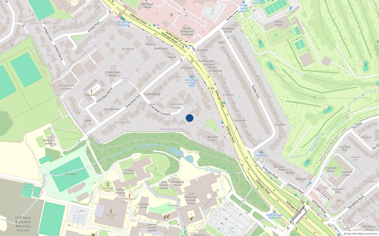 Overhead map showing the location of 7 Greenfield Crescent, Priesthouse