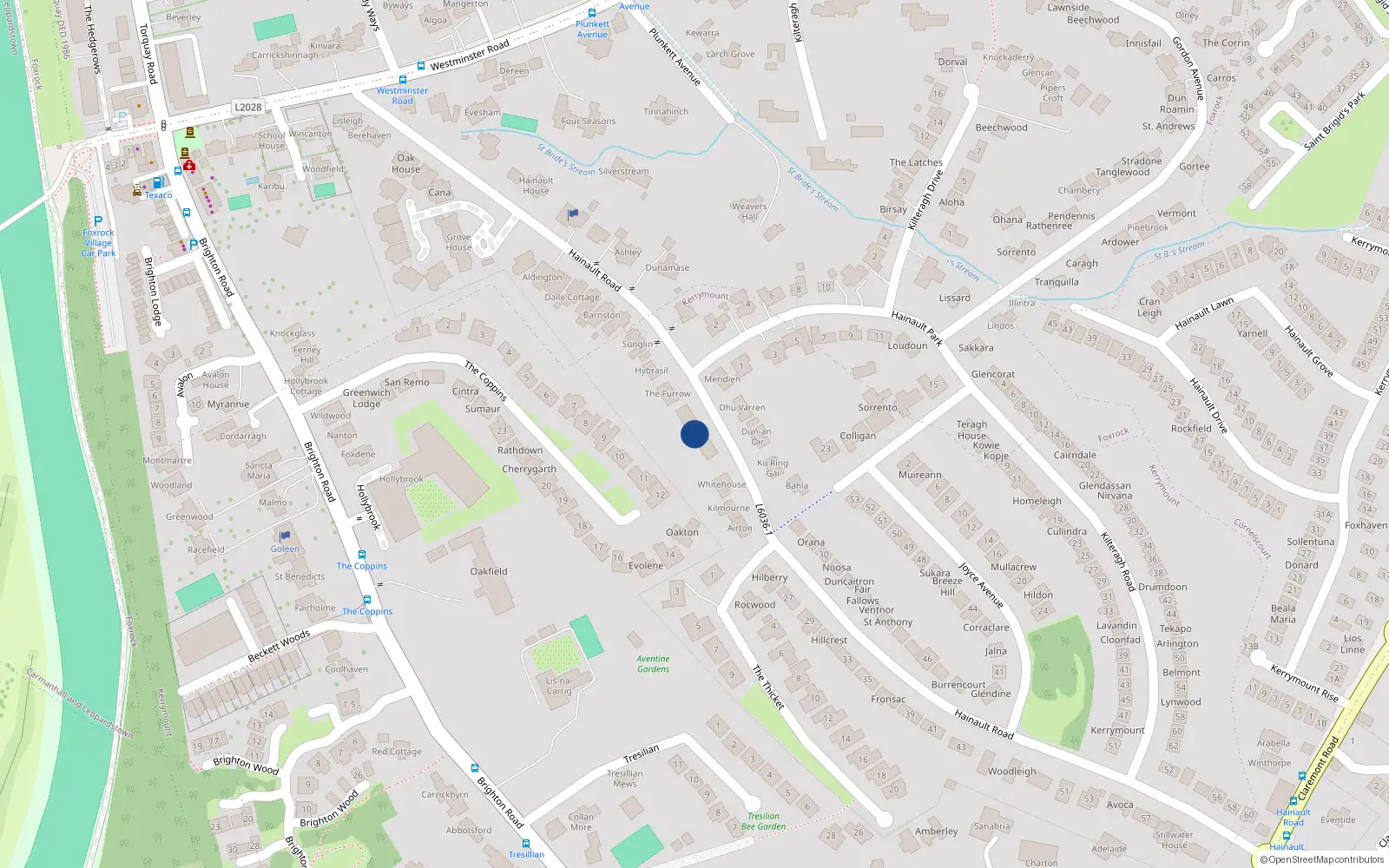 Overhead map showing the location of 7 Grove House, 5 Hainault Road, Foxrock