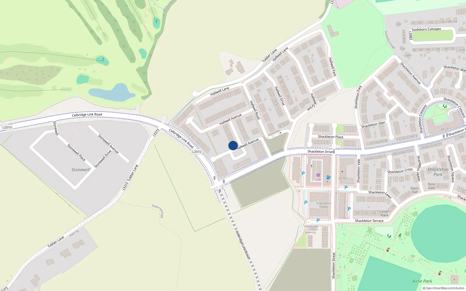 Overhead map showing the location of 7 Hallwell Avenue, Lucan