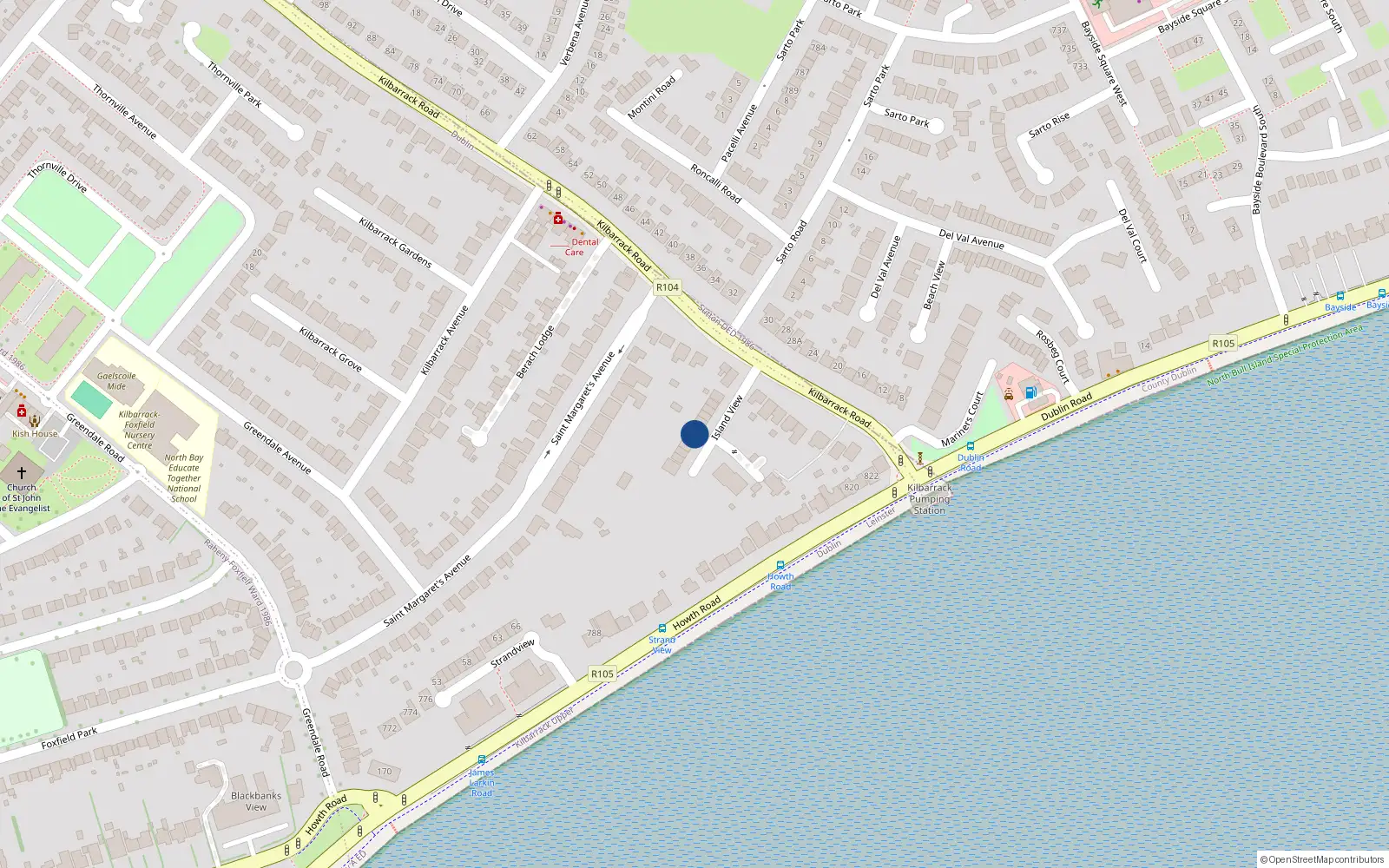 Overhead map showing the location of 7 Island View, Dublin 5
