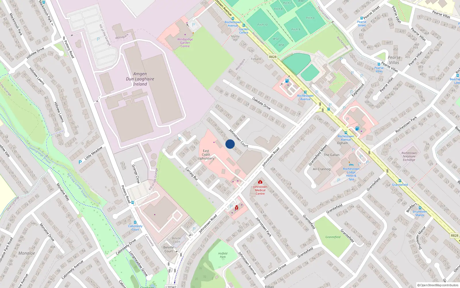 Overhead map showing the location of 7 Johnstown Court, Johnstown Road, Dun Laoghaire