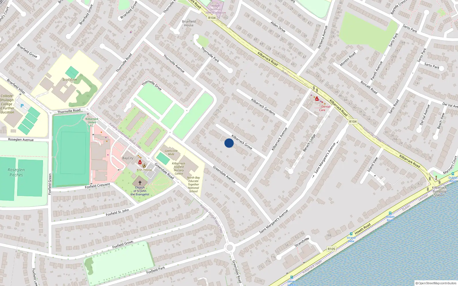 Overhead map showing the location of 7 Kilbarrack Grove, Dublin 5