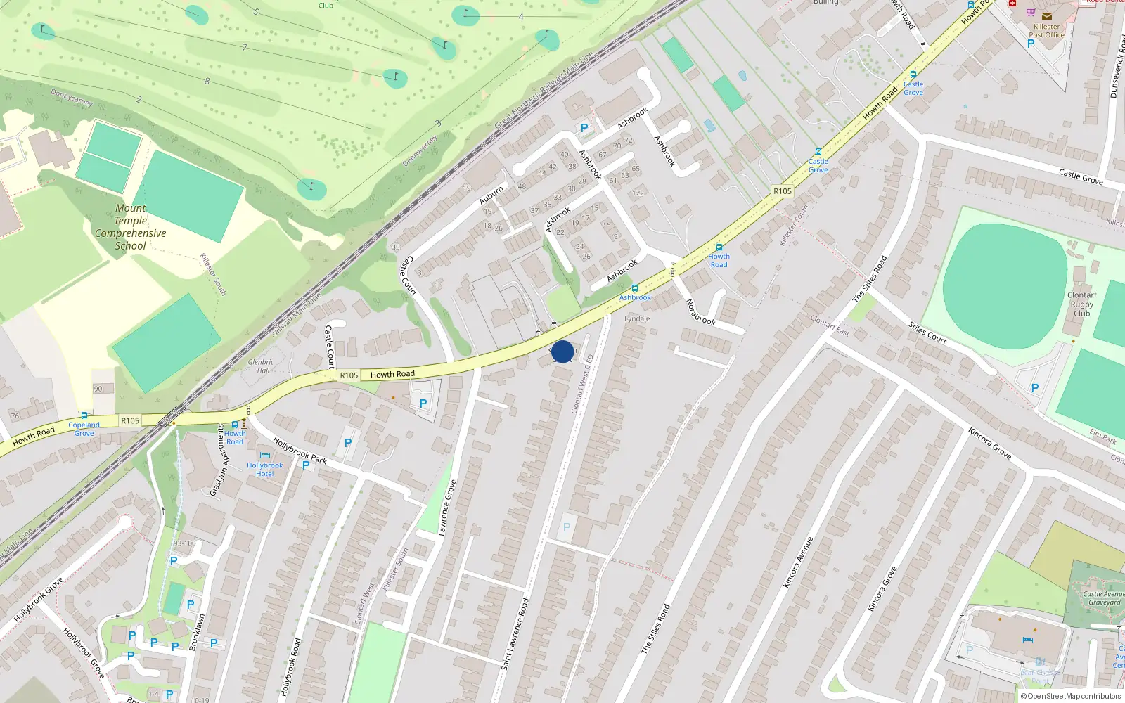 Overhead map showing the location of 7 Kilronan Court, St. Lawrences Road, Clontarf