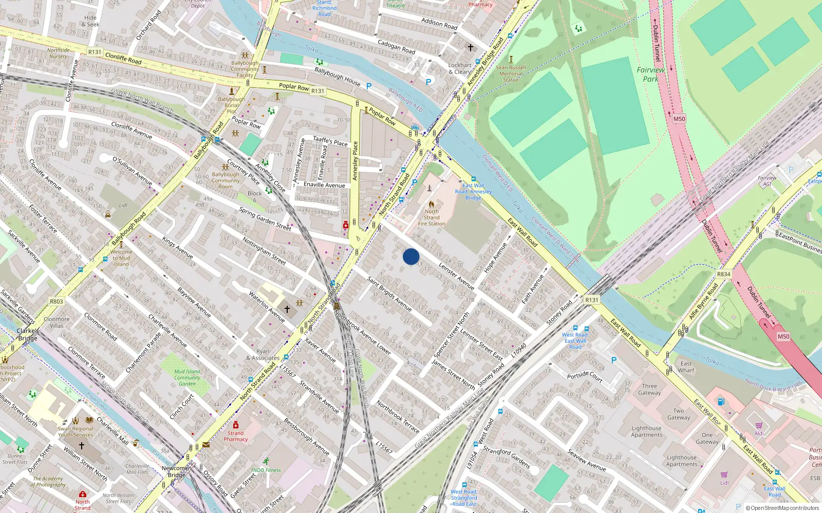 Overhead map showing the location of 7 Leinster Avenue, Dublin 3