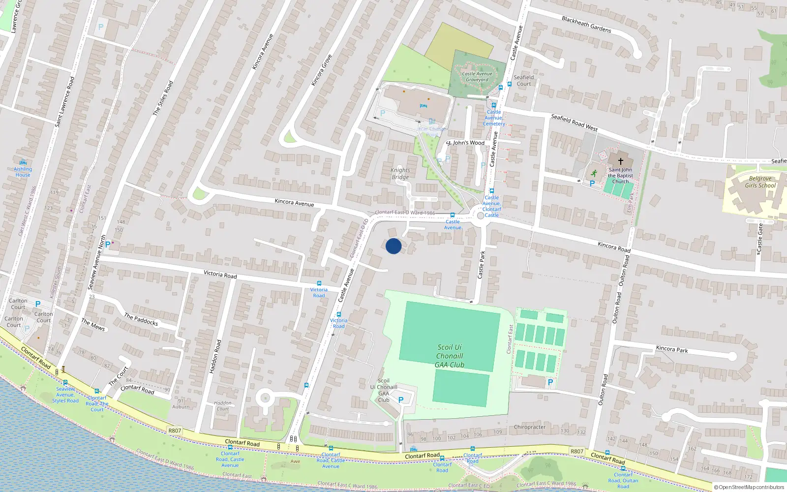 Overhead map showing the location of 7 Lucerne, Castle Avenue, Dublin 3