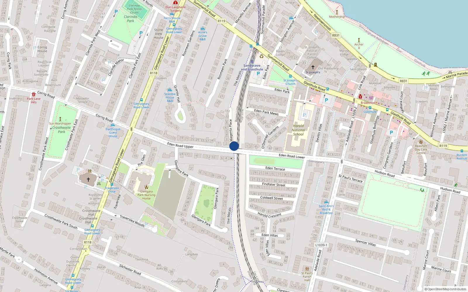 Overhead map showing the location of 7 Magenta Place, Dublin