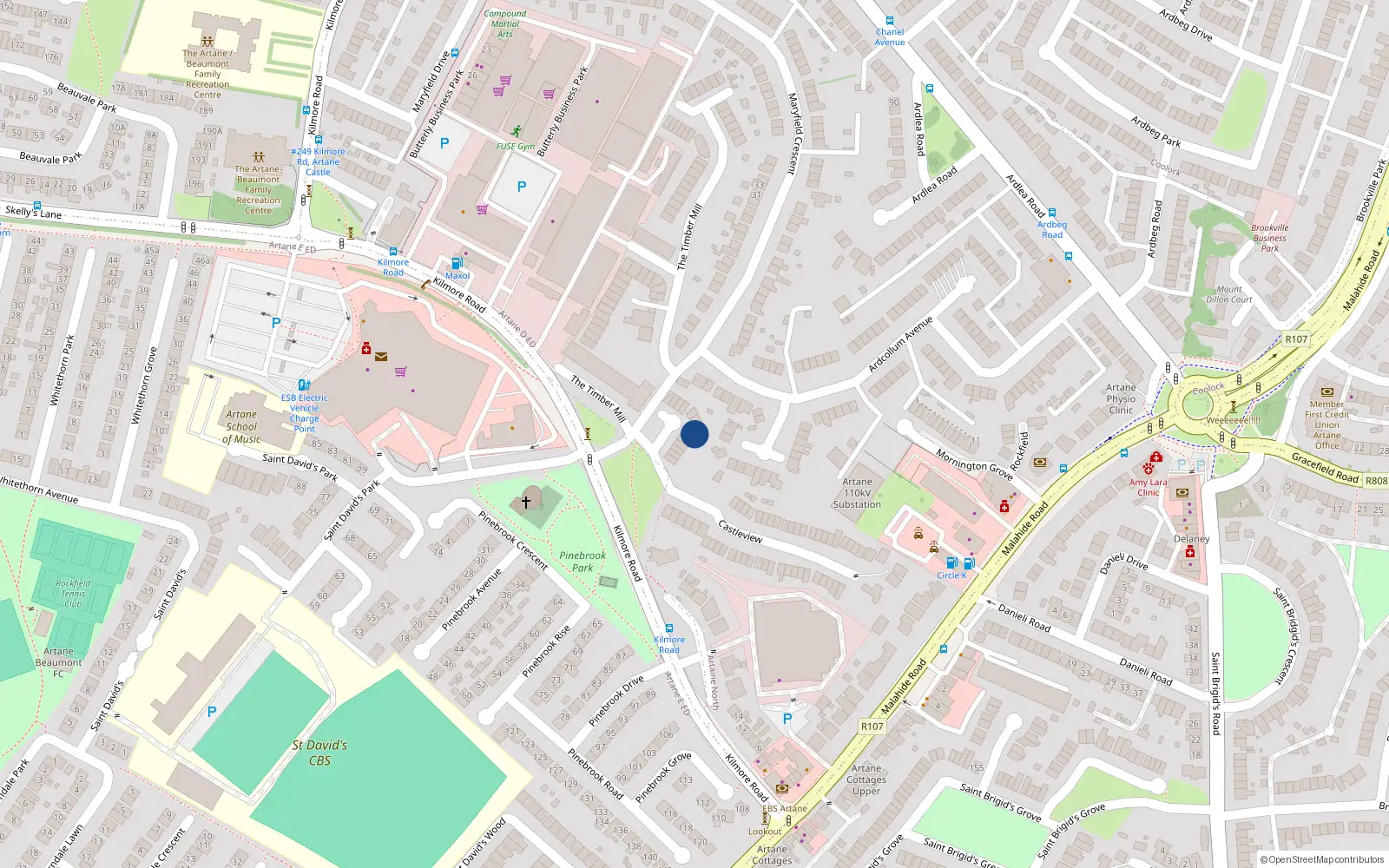 Overhead map showing the location of 7 Maryfield Woods, Dublin 5