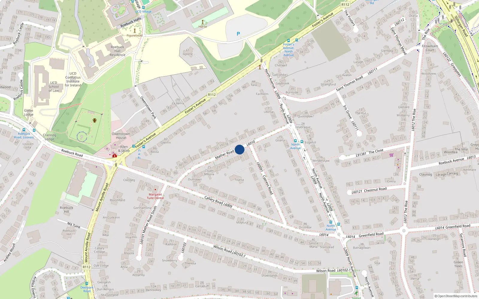 Overhead map showing the location of 7 Mather Road North, Co Dublin