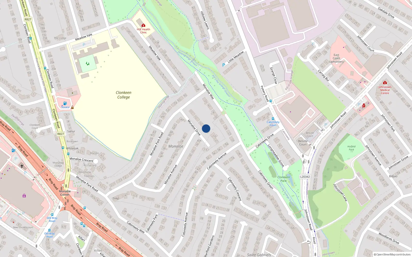 Overhead map showing the location of 7 Monaloe Drive, Blackrock