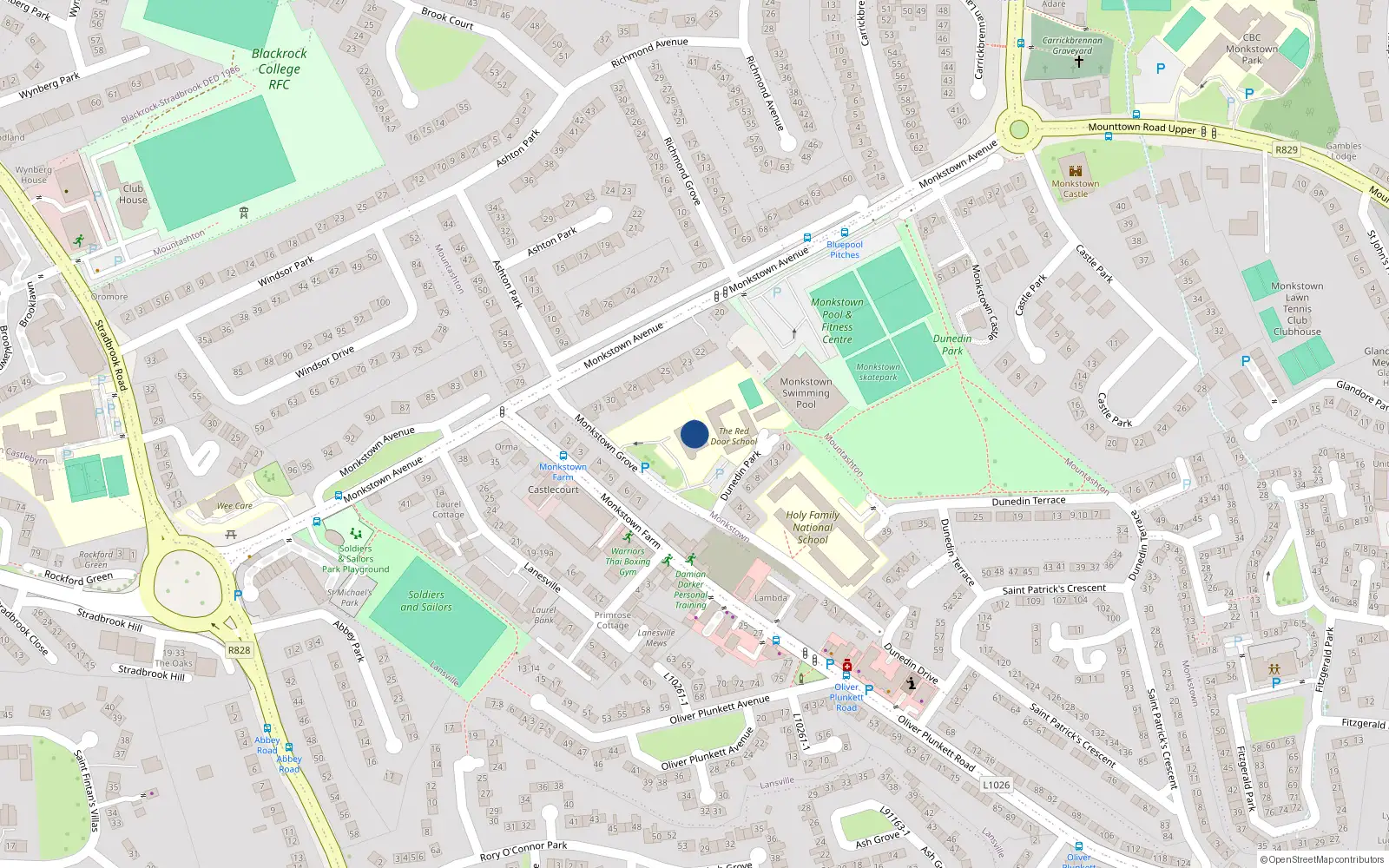 Overhead map showing the location of 7 Monkstown Grove, Monkstown