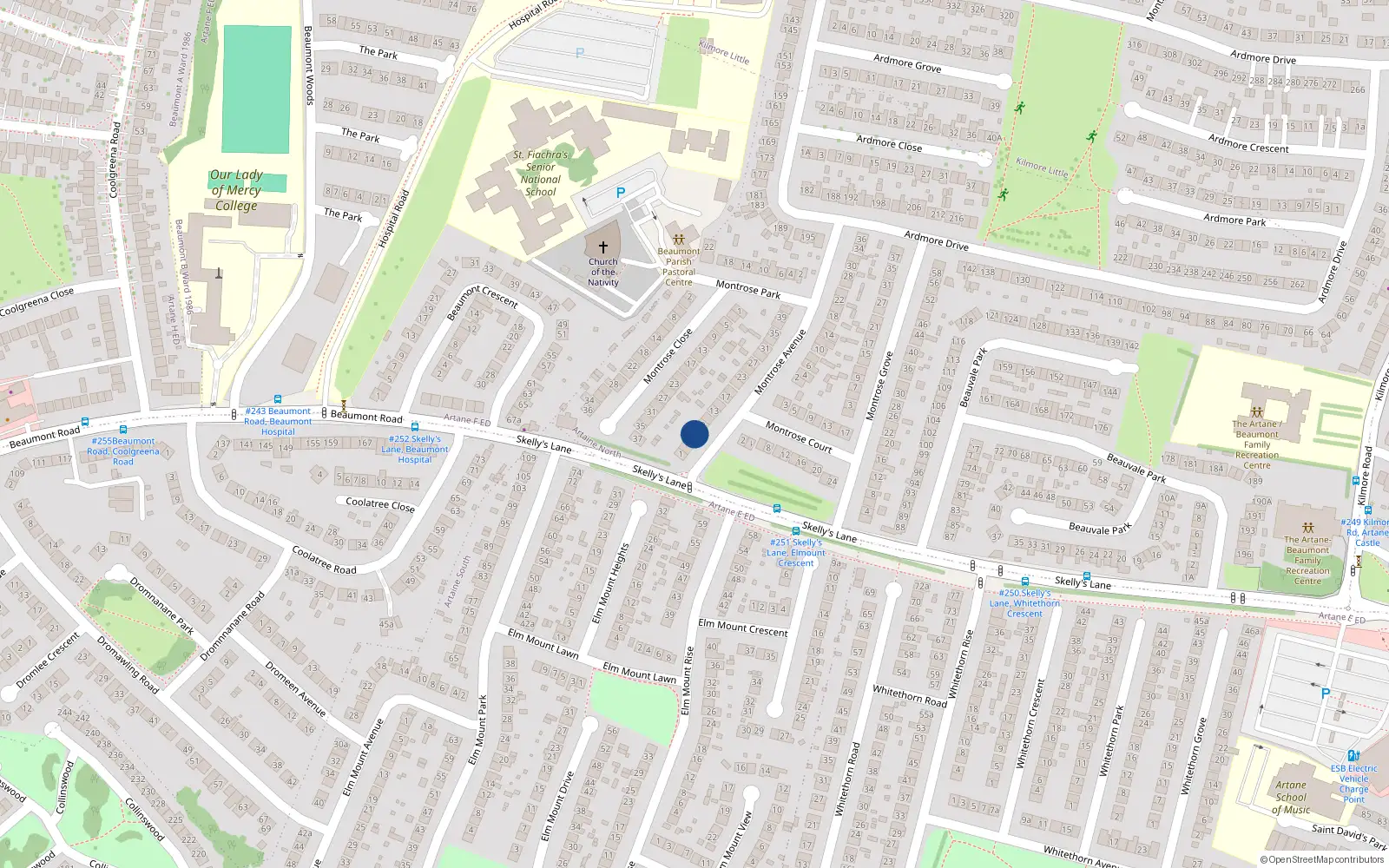 Overhead map showing the location of 7 Montrose Avenue, Dublin 5