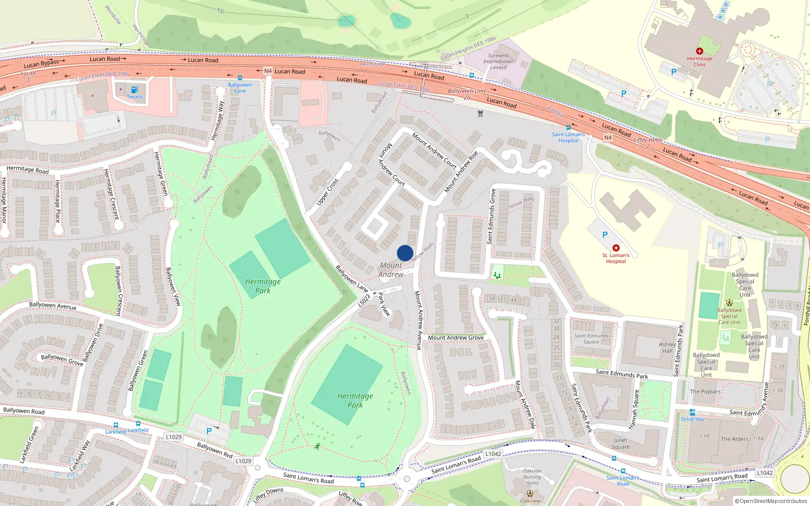 Overhead map showing the location of 7 Mount Andrew Avenue, Lucan, Co Dublin