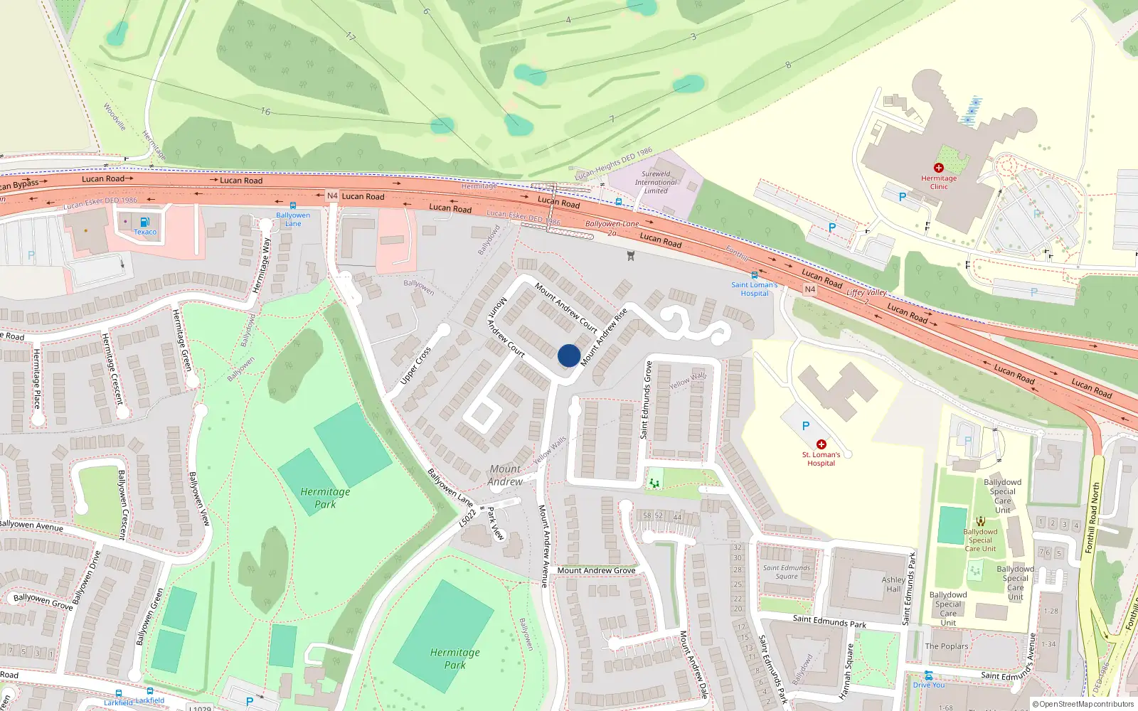 Overhead map showing the location of 7 Mount Andrew Rise, Lucan, Dublin