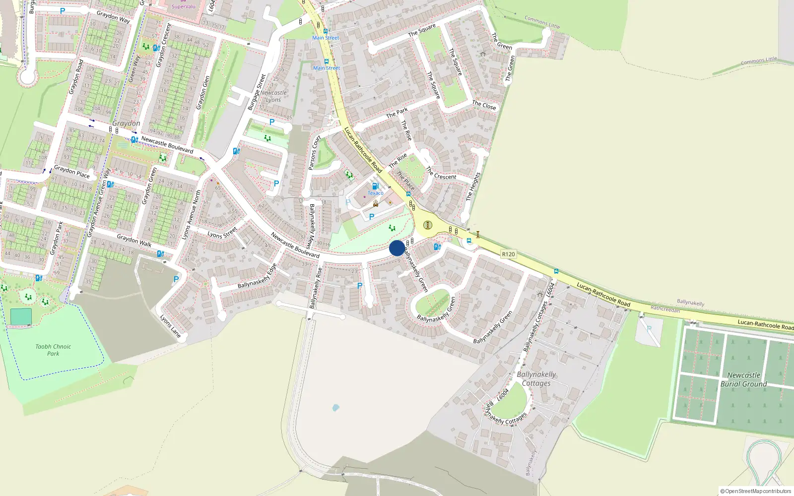 Overhead map showing the location of 7 Newcastle Boulevard, Ballynakelly