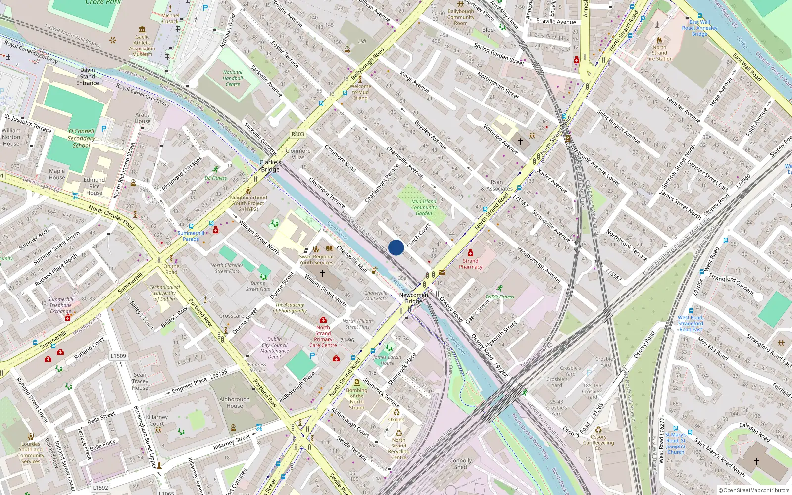 Overhead map showing the location of 7 Newcomen Avenue, Dublin 3