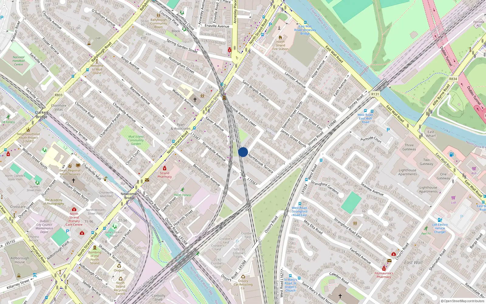 Overhead map showing the location of 7 Northbrook Terrace, North Strand