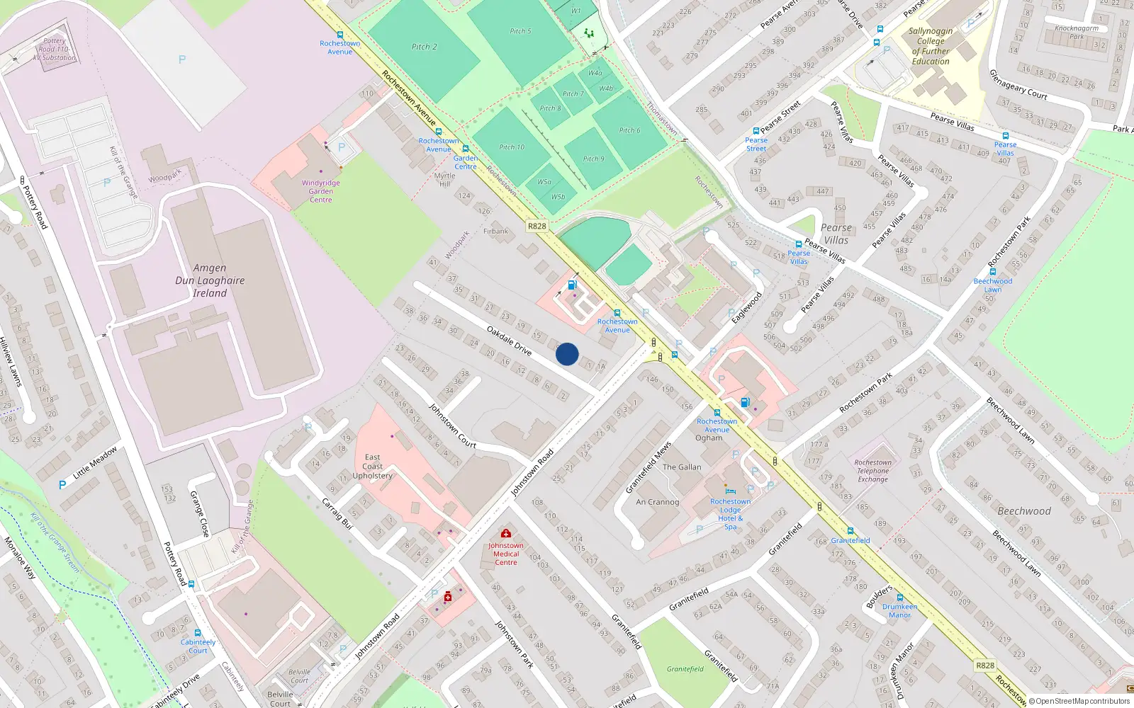 Overhead map showing the location of 7 Oakdale Drive, Dun Laoghaire, Co Dublin