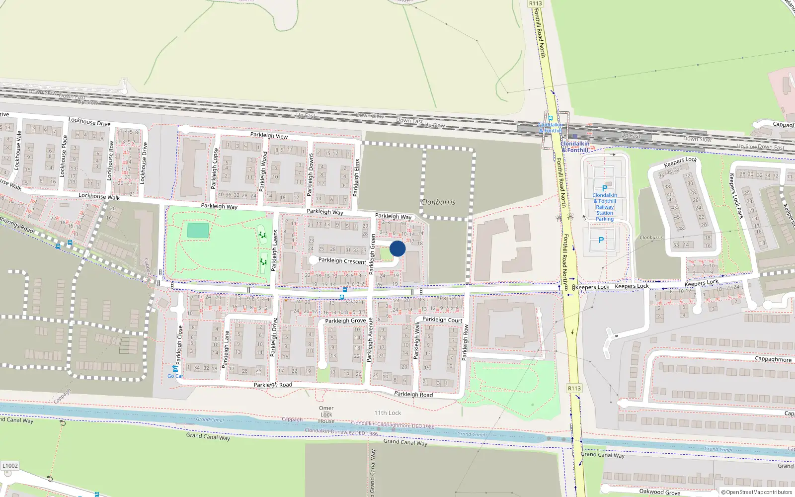 Overhead map showing the location of 7 Parkleigh Green, Clonburris