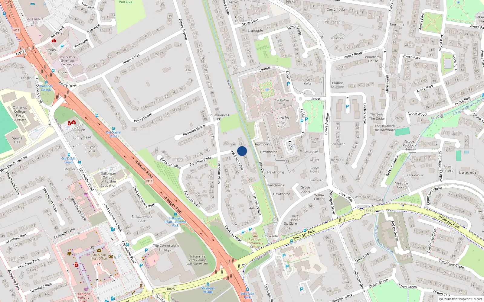 Overhead map showing the location of 7 Patrician Villas, Dublin