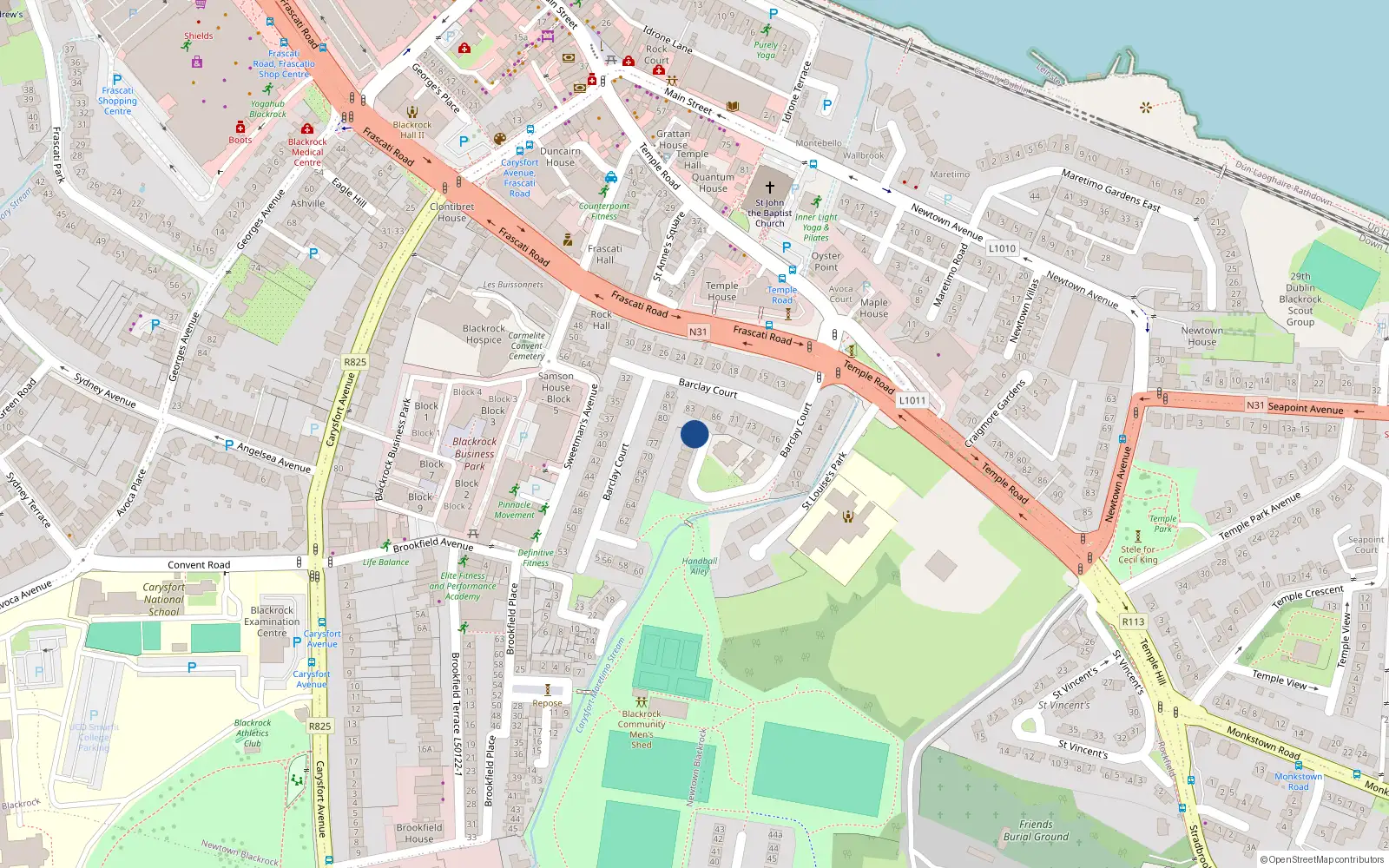 Overhead map showing the location of 7 Prospect Hill, County Dublin