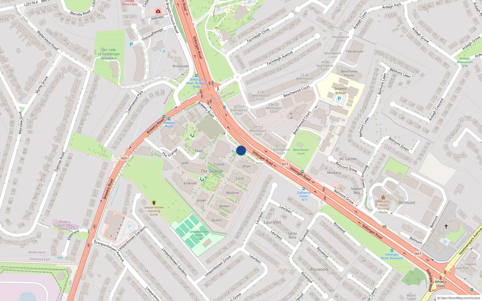 Overhead map showing the location of 7 Quartz, The Grange, Blackrock