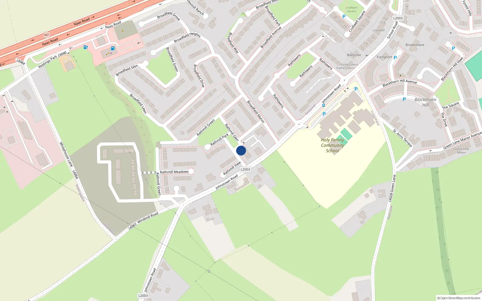 Overhead map showing the location of 7 Rathmill Glen, Tootenhill