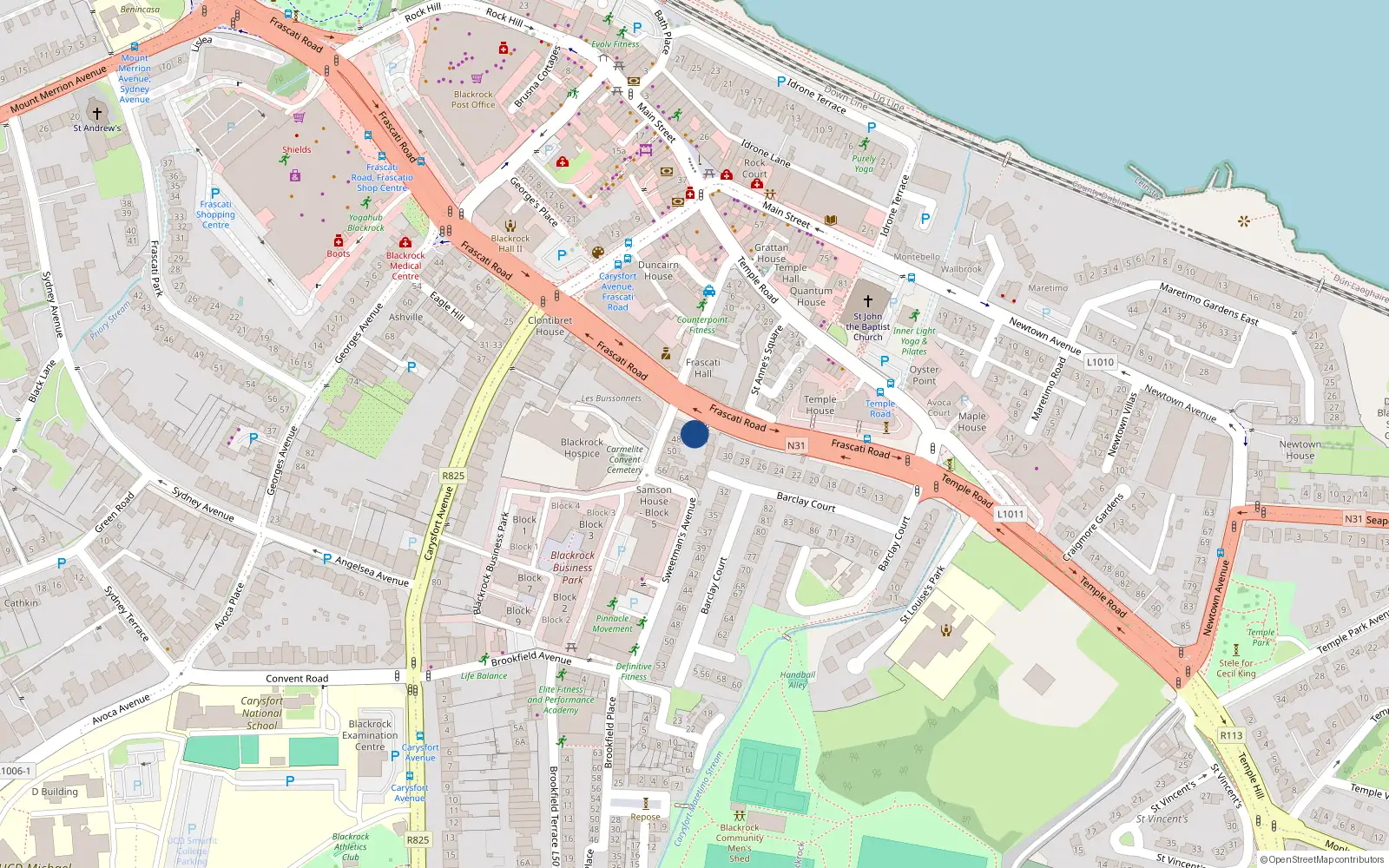 Overhead map showing the location of 7 Rockhall, 42-44 Sweetmans Avenue, Blackrock