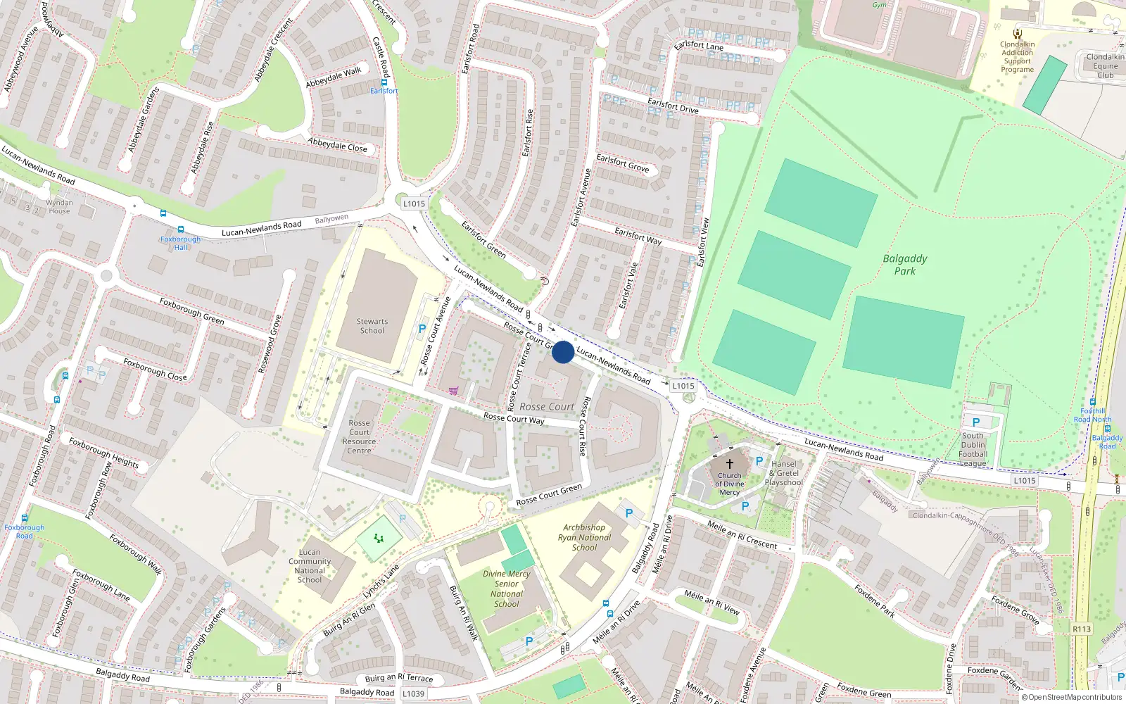 Overhead map showing the location of 7 Rosse Court Grove, Lucan