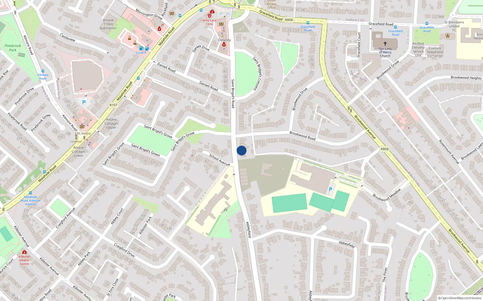 Overhead map showing the location of 7 Saint Brigid's Road, Killester, Dublin 5, D05y0c9