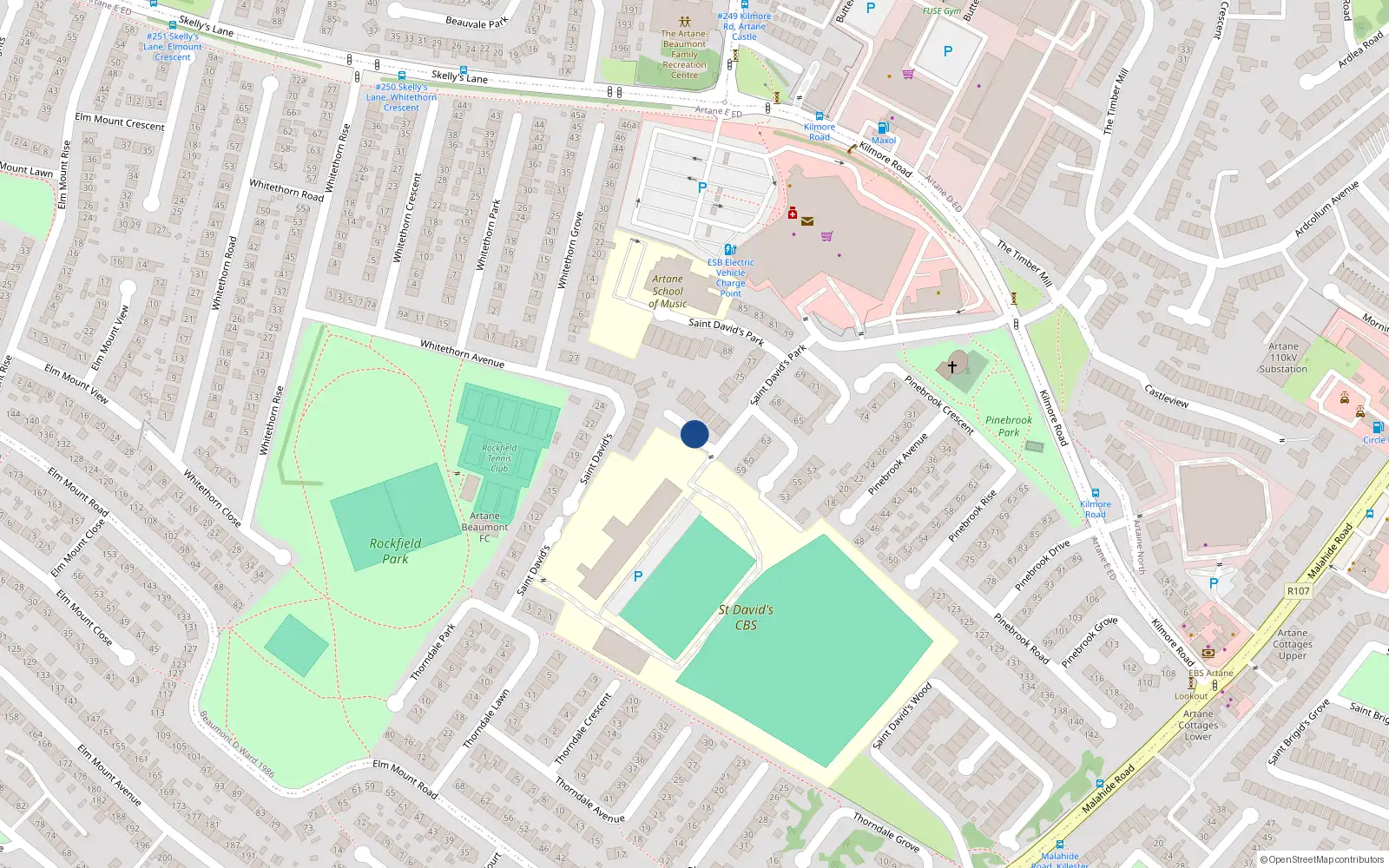 Overhead map showing the location of 7 Saint David's Court, Dublin 5