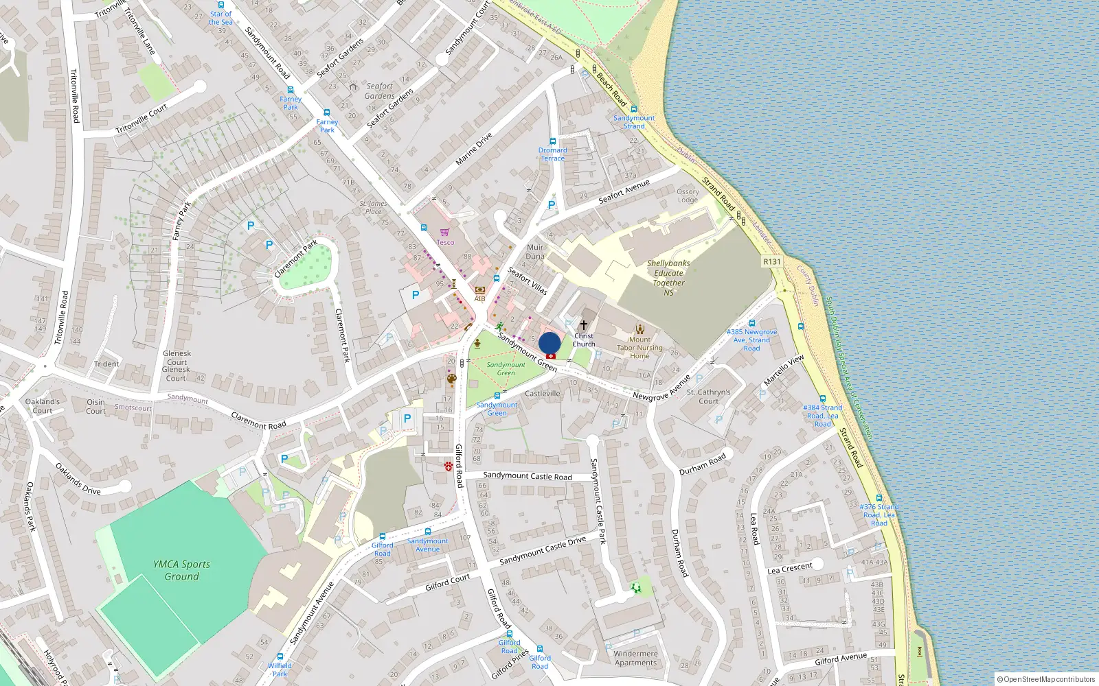 Overhead map showing the location of 7 Sandymount Green, Sandymount