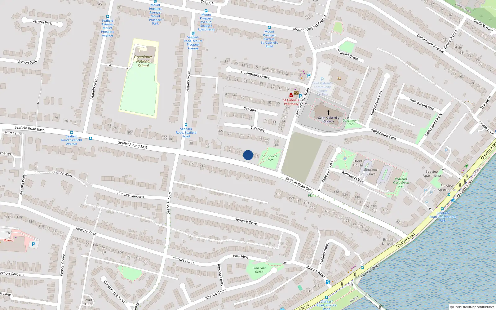 Overhead map showing the location of 7 Seacourt, Clontarf, Dublin 3