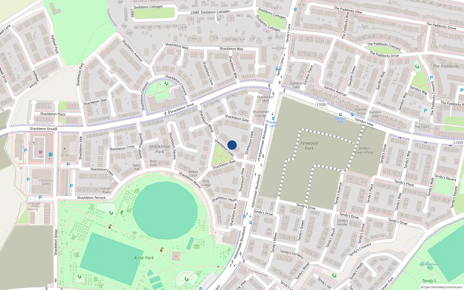 Overhead map showing the location of 7 Shackleton Links, Finnstown