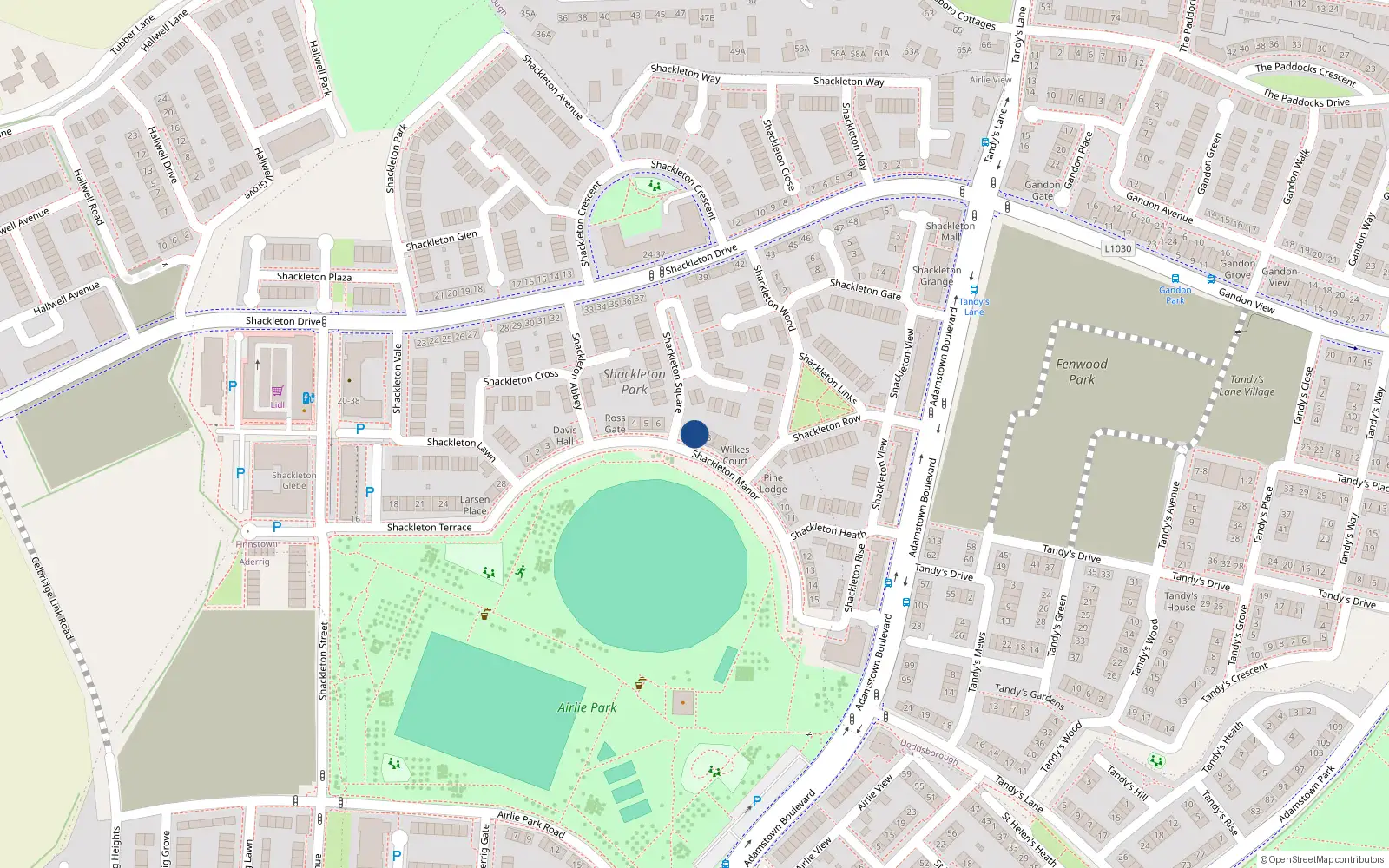 Overhead map showing the location of 7 Shackleton Manor, Lucan