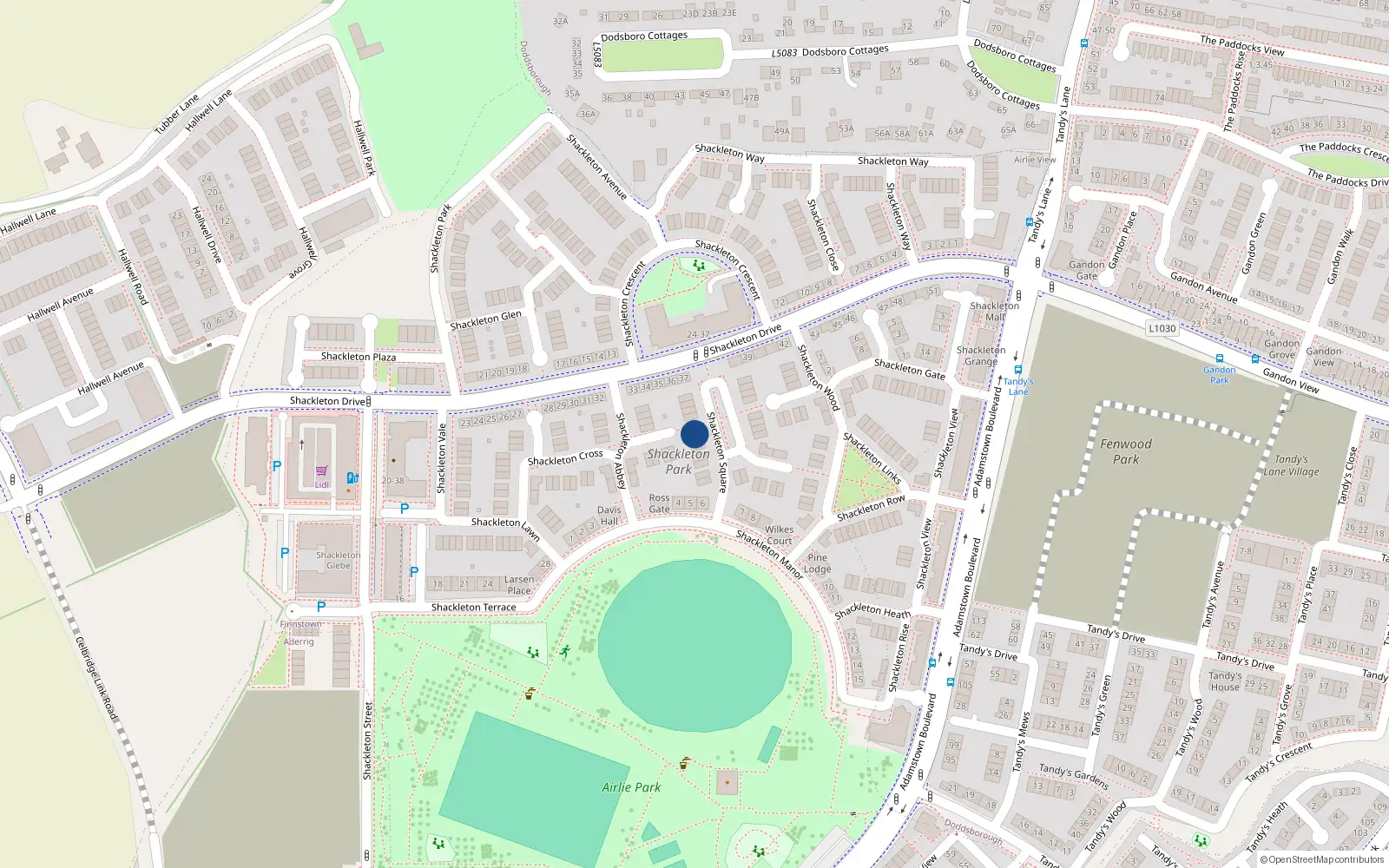Overhead map showing the location of 7 Shackleton Square, Lucan
