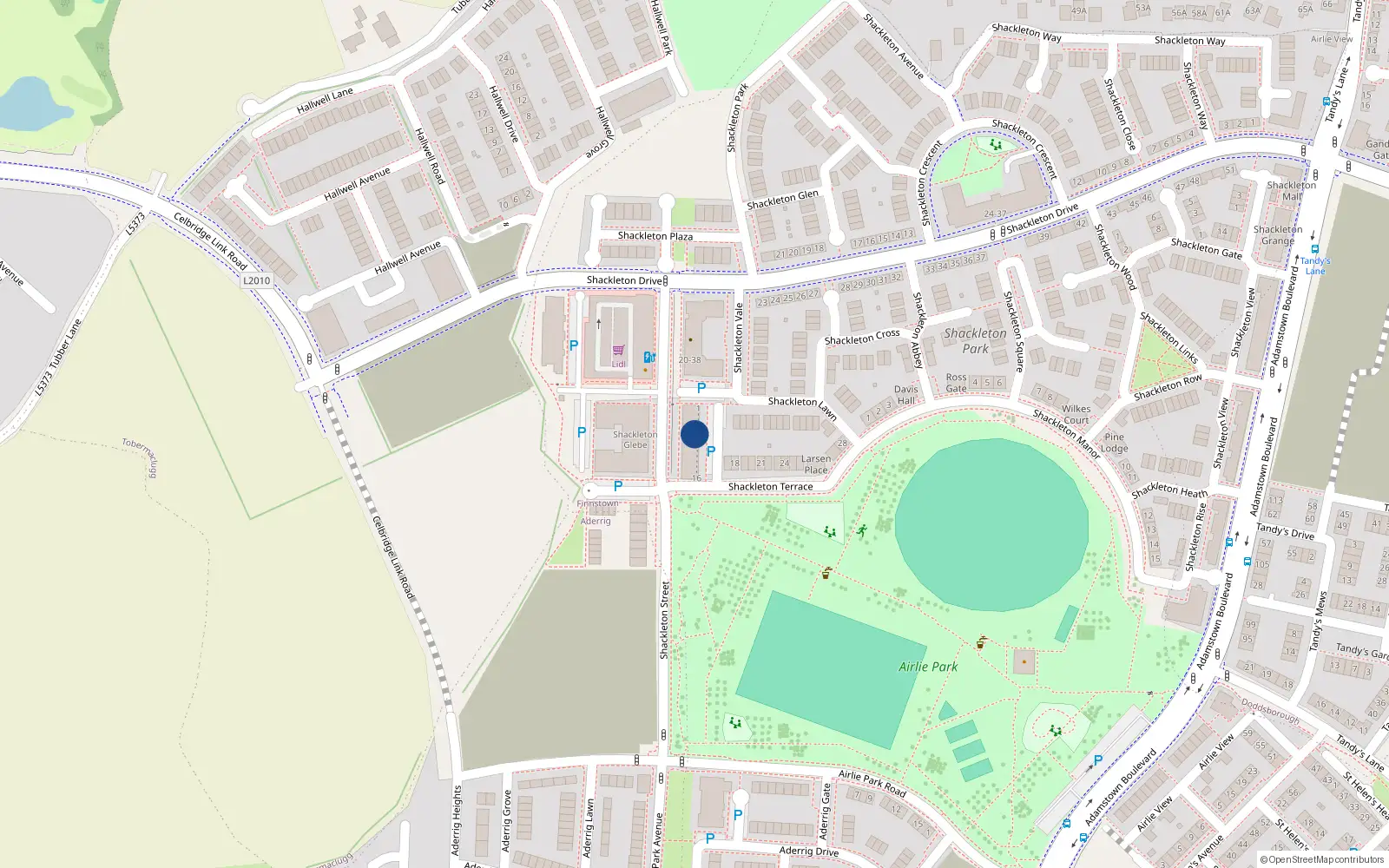 Overhead map showing the location of 7 Shackleton Terrace, Finnstown