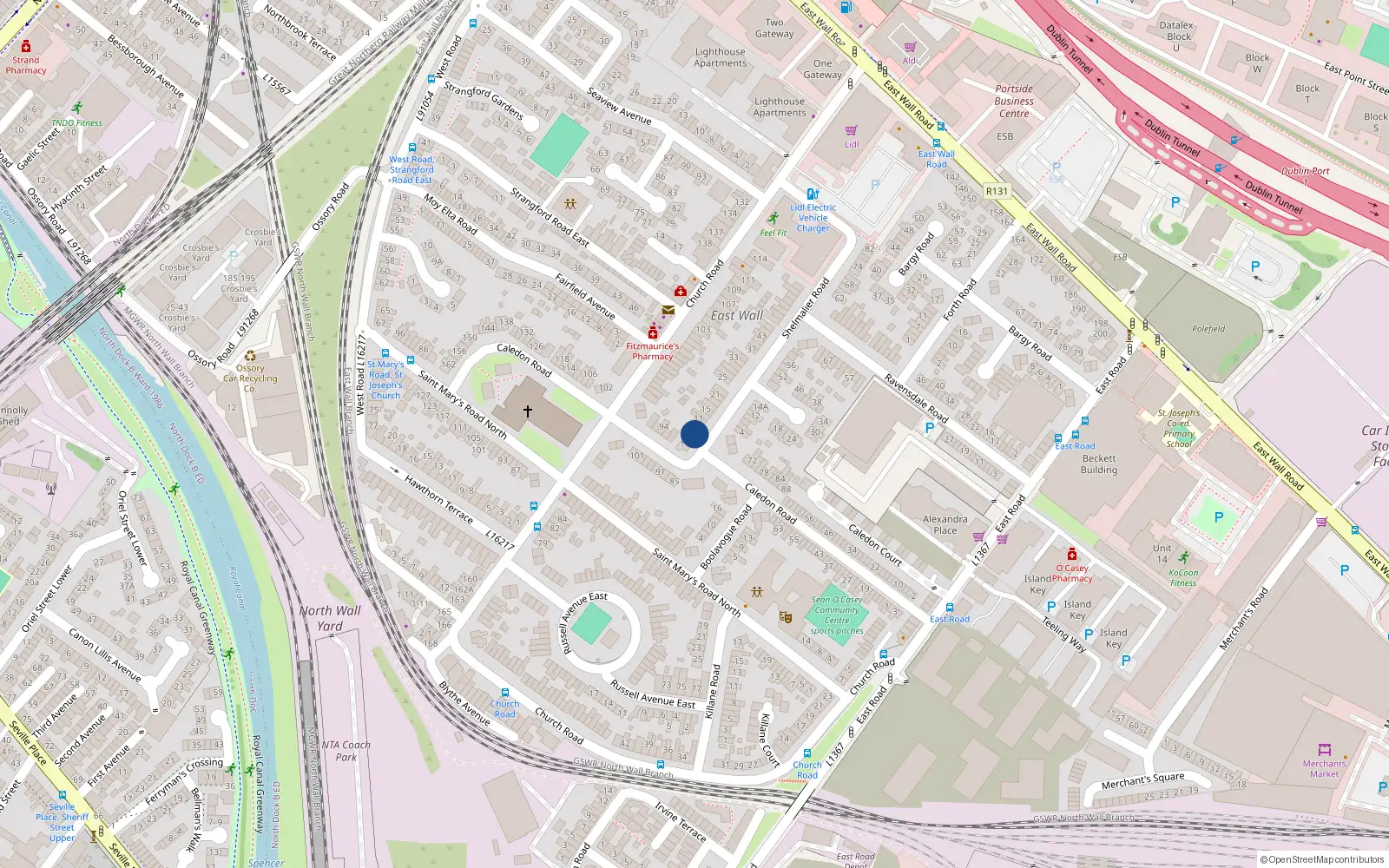 Overhead map showing the location of 7 Shelmalier Road, Dublin 3