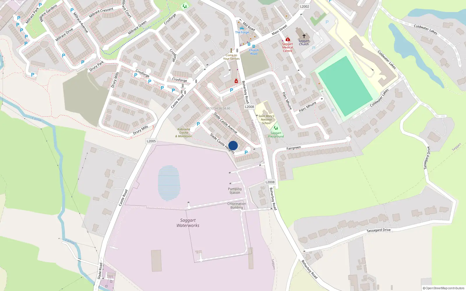 Overhead map showing the location of 7 Slade Castle Heights, Saggart