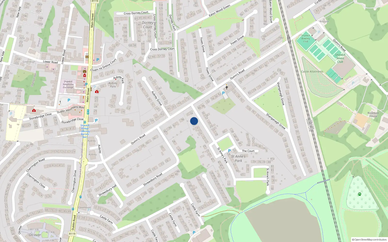 Overhead map showing the location of 7 Saint Anne's Park, Dublin 18