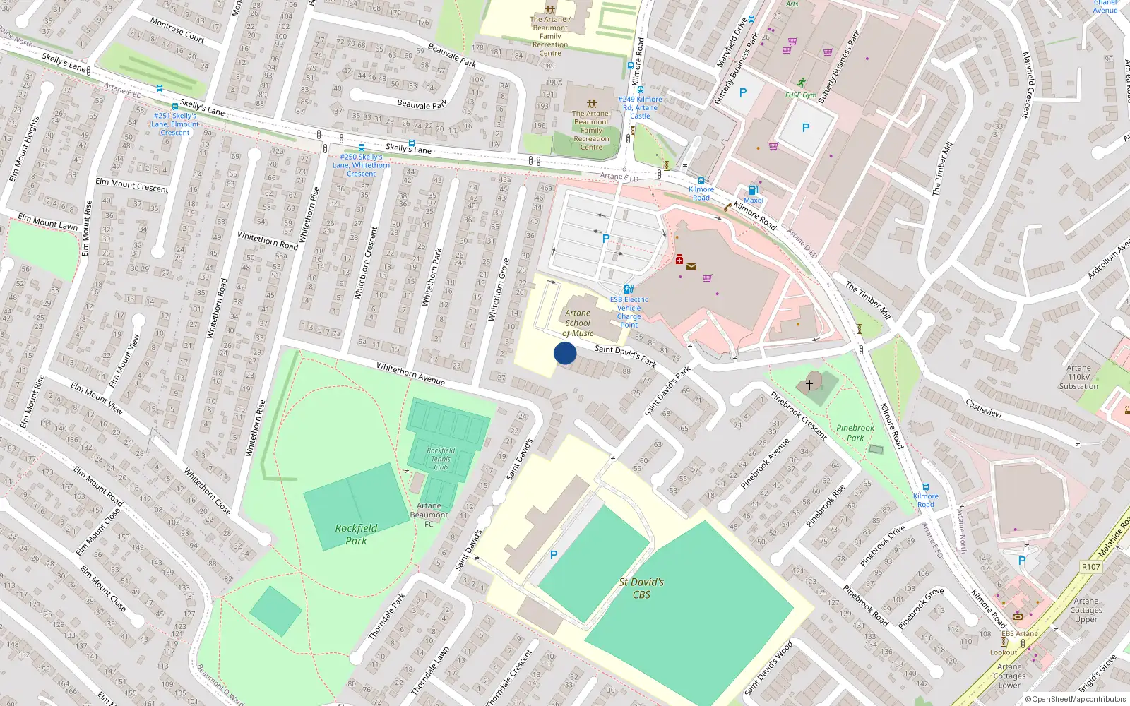 Overhead map showing the location of 7 Saint David's Grove, Dublin 5